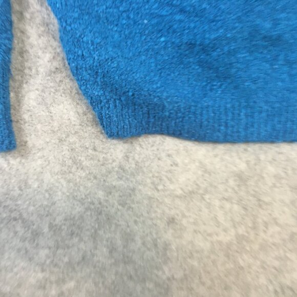 Double Zero Sweater L Oversized Slouchy Cropped V Neck Textured Boucle Knit Blue - Picture 11 of 13